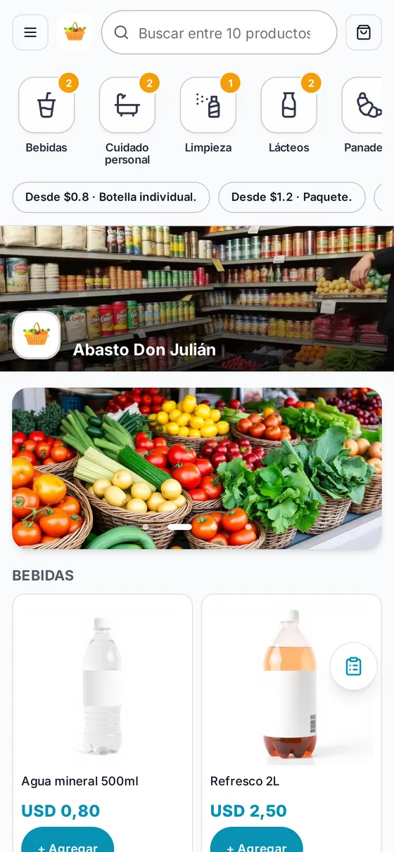 Captura real de la experiencia de catálogo de Pedidos Delta